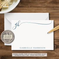 Elegant Blue Script Monogram Initials Gold