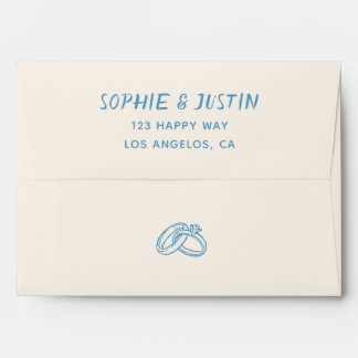 Elegant Blue Script Wedding Addressed Envelopes