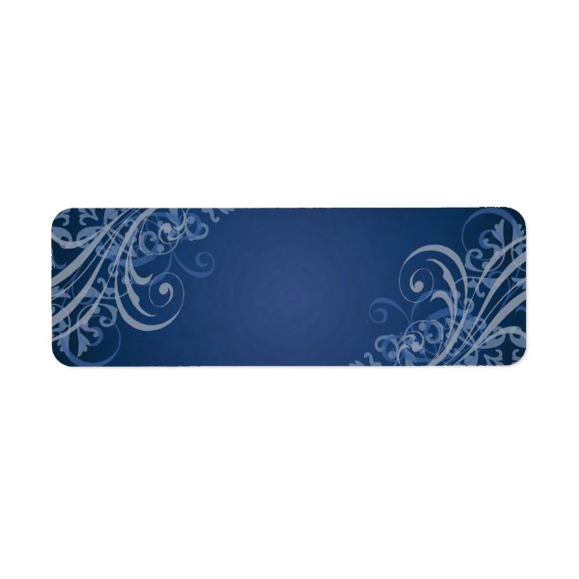 Elegant Blue Scroll Blue Blank Address Label (Front)