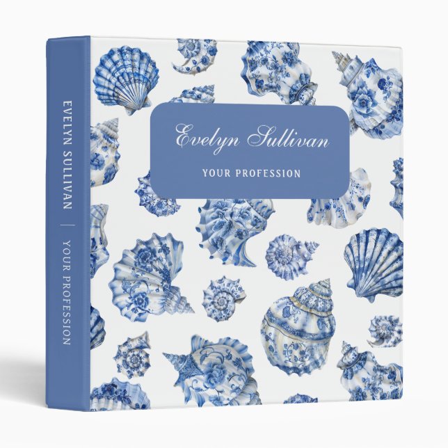 Elegant blue seashells binder (Front/Spine)