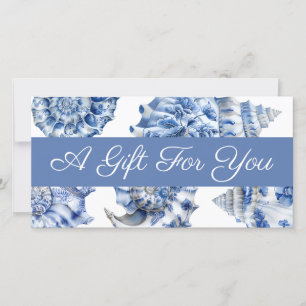 Elegant blue seashells gift certificate