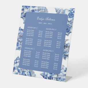 Elegant Blue Seashells Price List Pedestal Sign