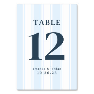 Elegant Blue Serif Wedding Table Card