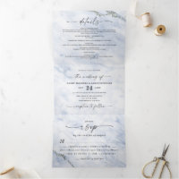 Elegant Blue & Silver Metallic Marble Wedding