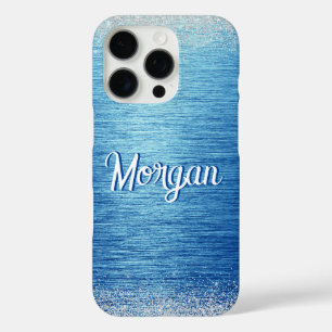 Elegant Blue Silver Modern Personalized iPhone 16 Pro Case