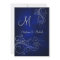 Elegant Blue Silver Monogram Wedding Invitation