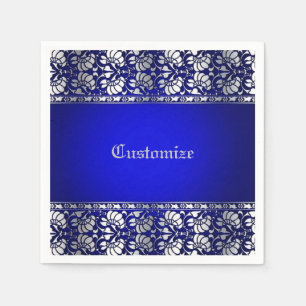 Elegant Blue & Silver Personalized Napkin