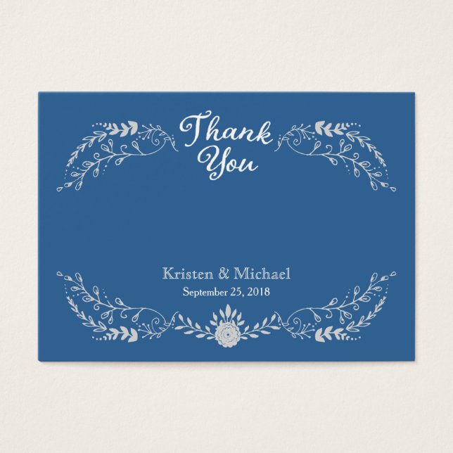 Elegant Blue & Silver Wreath Monochromatic Wedding (Front)