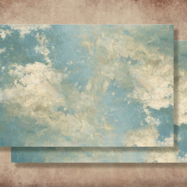Elegant Blue Skies Clouds Impressionist Decoupage Tissue Paper (Creator Uploaded)