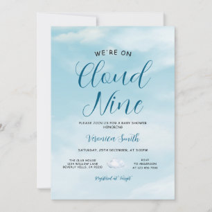 Elegant Blue Sky Cloud Nine Baby Shower Theme Invitation
