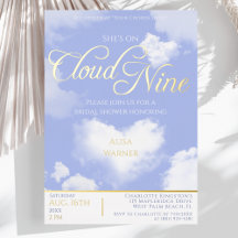 Elegant Blue Sky Cloud Nine Bridal Shower Gold