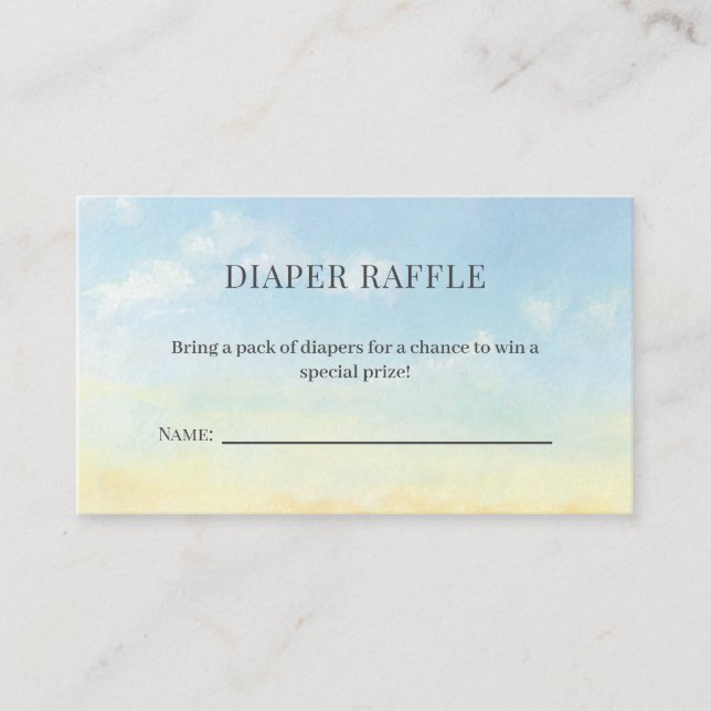 Elegant Blue Sky Clouds Baby Shower Diaper Raffle Enclosure Card (Front)