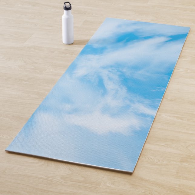 Elegant Blue Sky Clouds Design Template Fitness Yoga Mat (In Situ)