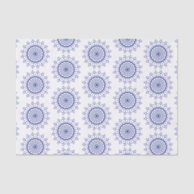 Elegant Blue Snowflake Lace Pattern Tissue Paper (Front)