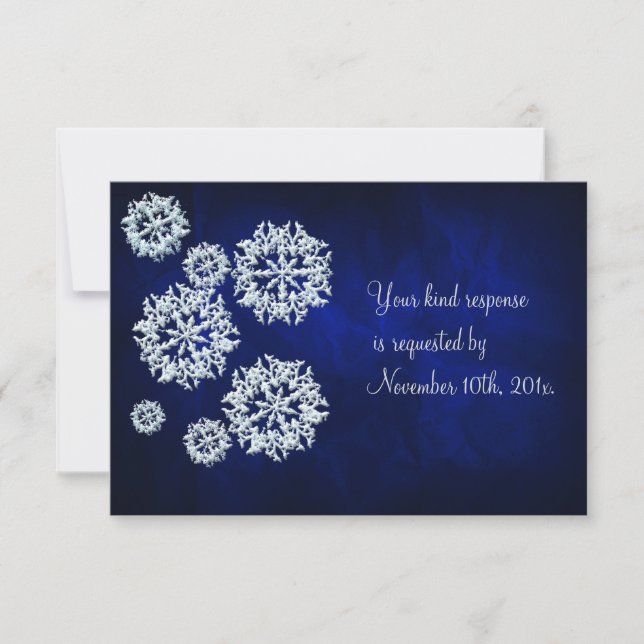 Élégant Blue Snowflake Mariage d'hiver RSVP (Devant)
