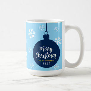 Elegant Blue Snowflake Merry Christmas Holiday  Coffee Mug