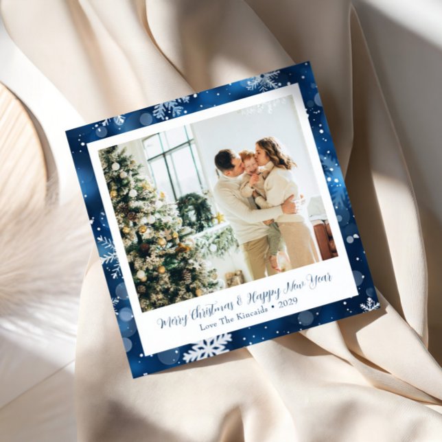 Elegant Blue Snowflake Square Christmas Card (Creator Uploaded)