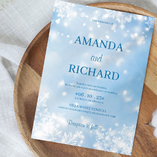 Elegant Blue Snowflake Wedding Invitation