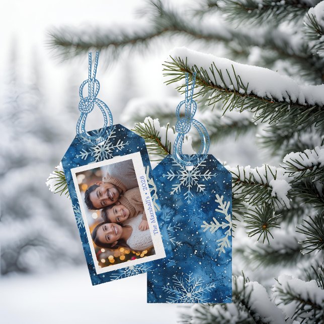 Elegant Blue Snowflakes Christmas Gift Tags (Elegant Blue Snowflakes Christmas Gift Tags)