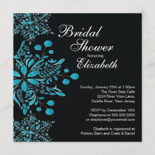 Elegant Blue Snowflakes Winter Bridal Shower Invitation