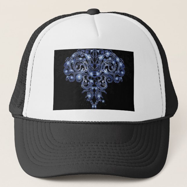 Elegant Blue Sparkly Swirl Hat (Front)