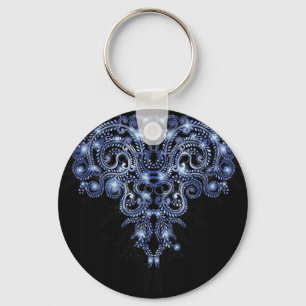 Elegant Blue Sparkly Swirl Keychain
