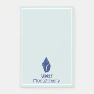 Elegant Blue Spiral Seashell Personalized Post-it Notes