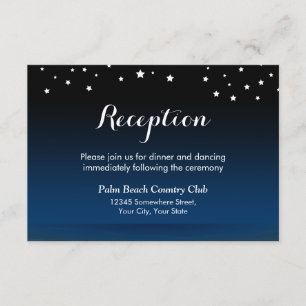 Elegant Blue Starry Night Wedding Reception Enclosure Card