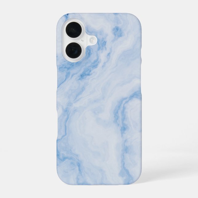  Elegant Blue Stone Marble Pattern iPhone 16 Case (Back)