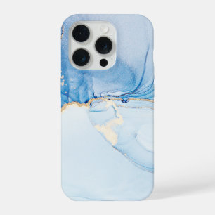 Elegant Blue Stone Marble Pattern iPhone 15 Pro Case