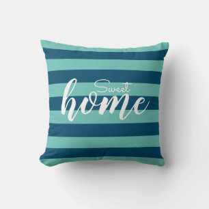 Elegant Blue Striped Pattern Test Sweet Home Throw Pillow
