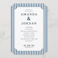 Elegant Blue Striped Wedding Invitations