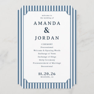 Elegant Blue Striped Wedding Invitations