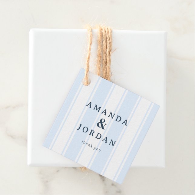Elegant Blue Stripes Favour Tags (In Situ)