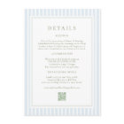 Elegant Blue Stripes Sage Wedding Details Card