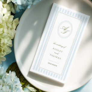 Elegant Blue Stripes Wedding Napkin