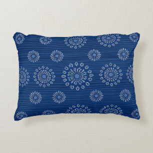 Elegant Blue Sunmica Texture with Floral Pattern Accent Pillow