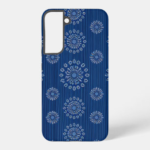 Elegant Blue Sunmica Texture with Floral Pattern Samsung Galaxy Case