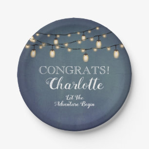 Elegant Blue Surprise Retirement Party Paper Plate