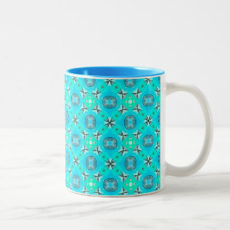 Elegant Blue Teal Abstract Modern Foliage Two-Tone Coffee Mug
