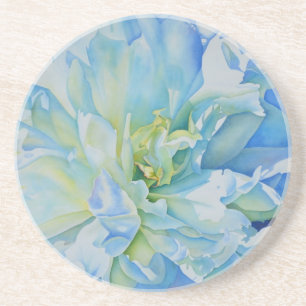 Elegant blue teal floral watercolor  coaster