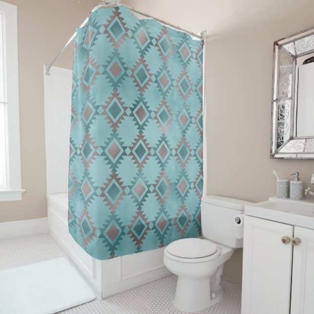 Elegant Blue Teal Southwestern Diamond Pattern (In Situ)