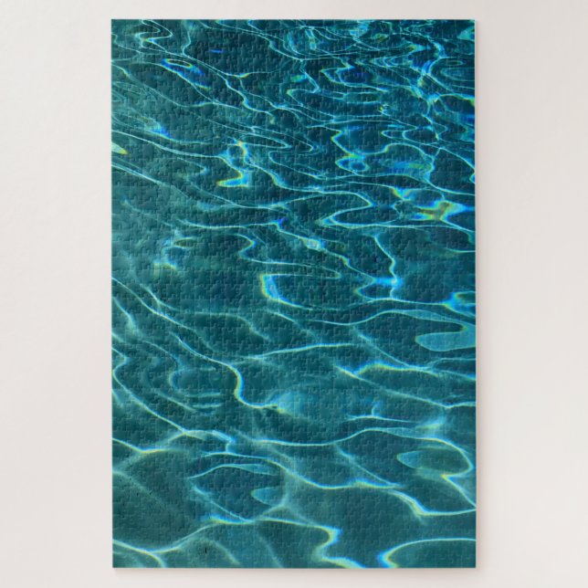 Elegant blue teal water pattern ocean lake waves jigsaw puzzle (Vertical)