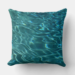Elegant blue teal water pattern ocean lake waves throw pillow