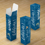 Elegant Blue Textured Celebrate Wine Quote Trendy  Wine Box<br><div class="desc">Elegant Blue Textured Celebrate Wine Quote Trendy wine box . A perfect gift for any occasion . Customize it by changing the Family name. On on side of the box , a quote "its always a good time for wine" is written in a pretty script font and on the other...</div>