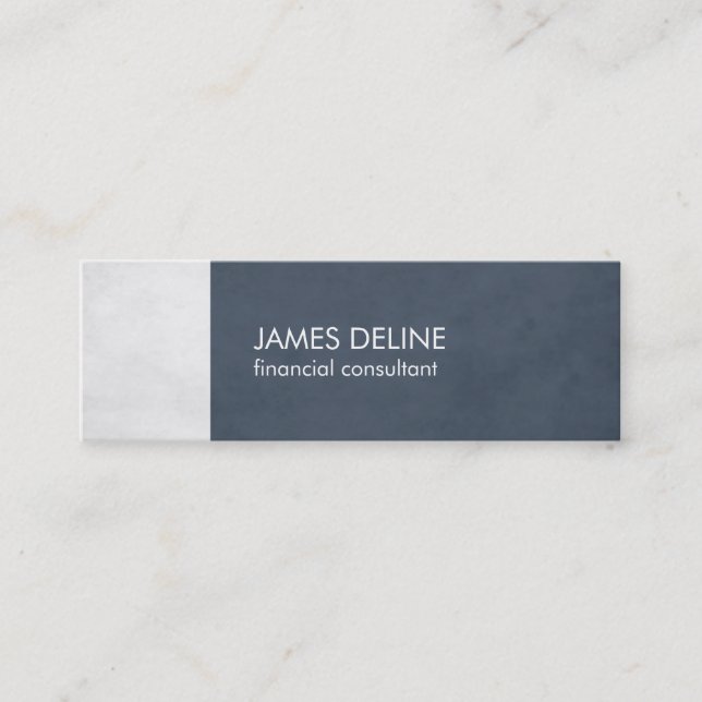 Elegant Blue Textured Financial Consultant Mini Business Card (Front)