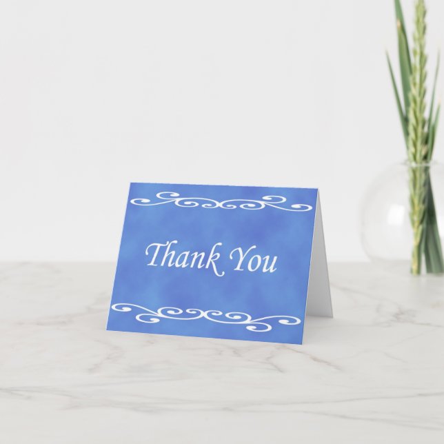 Elegant Blue Thank You Card (blank inside) (Front)