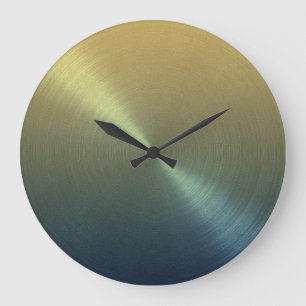 Elegant Blue to Gold Ombre Gradient Large Clock