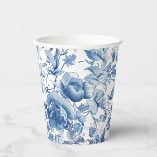 Elegant Blue Toile Chinoiserie Bridal Shower Paper Cups