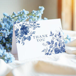 Elegant Blue Toile Chinoiserie Bridal Shower Thank You Card